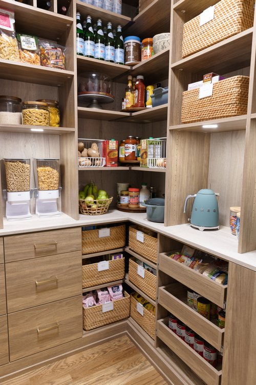 Custom pantry organization by Tidy Style Home for The Container Store, showcasing efficient storage solutions.